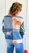 Carousel Dreams Italian St Tropez Knit- Royal Blue-140 Sweaters-SORPRESA-Coastal Bloom Boutique, find the trendiest versions of the popular styles and looks Located in Indialantic, FL