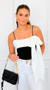 Wrapped in Drama Satin Bow Top-100 Sleeveless Tops-My Story/Event-Coastal Bloom Boutique, find the trendiest versions of the popular styles and looks Located in Indialantic, FL