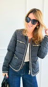 Braided Bliss Jacket-Black-160 Jackets-V SKY-Coastal Bloom Boutique, find the trendiest versions of the popular styles and looks Located in Indialantic, FL