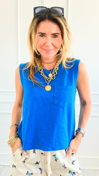 Relaxed Sleeveless Everyday Tank - Cobalt Blue