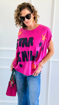 Cosmic Star Child Patch Tee-110 short Sleeve Top-Blue Velvet-Coastal Bloom Boutique, find the trendiest versions of the popular styles and looks Located in Indialantic, FL