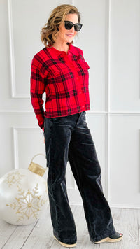 Aspen Après Ski Plaid Cardigan-150 Cardigans/Layers-White Birch-Coastal Bloom Boutique, find the trendiest versions of the popular styles and looks Located in Indialantic, FL