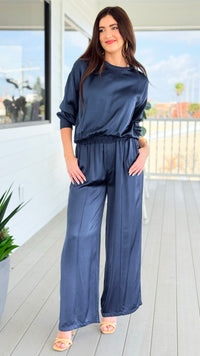 Comfort Silk Touch Italian Long Sleeve Top- Navy