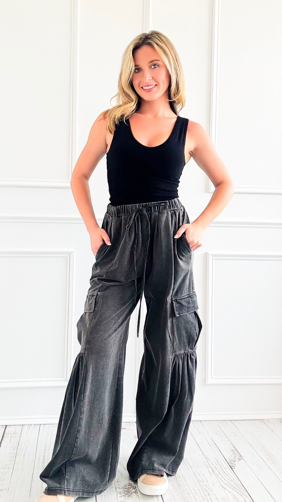 Volume Pocket Utility Pants - Black-170 Bottoms-Heyson-Coastal Bloom Boutique, find the trendiest versions of the popular styles and looks Located in Indialantic, FL