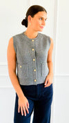 Shielded Charm Sweater Vest- Heather Grey-140 Sweaters-Be Cool-Coastal Bloom Boutique, find the trendiest versions of the popular styles and looks Located in Indialantic, FL