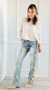 Boho Bloom Flare Jeans-170 Bottoms-SMOKE RISE RED-Coastal Bloom Boutique, find the trendiest versions of the popular styles and looks Located in Indialantic, FL