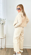 Vegan Leather Cargo Pant - Ivory-150 Cardigan Layers-Dolce Cabo-Coastal Bloom Boutique, find the trendiest versions of the popular styles and looks Located in Indialantic, FL