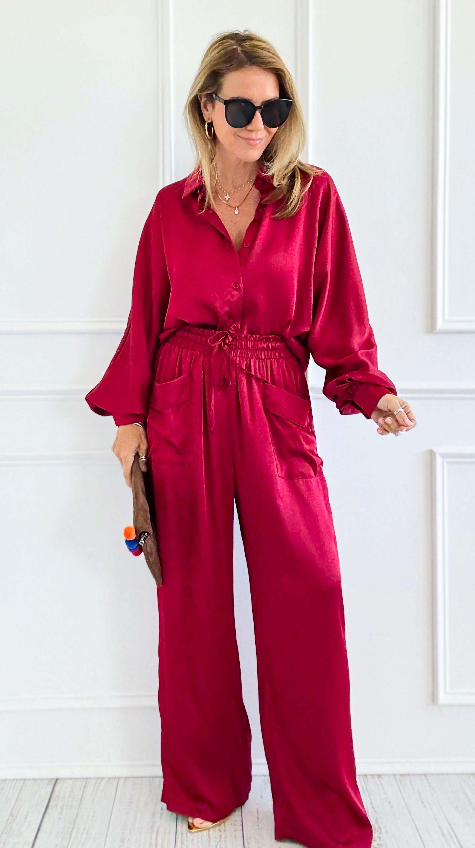 Slow Mornings Set - Burgundy-210 Loungewear/Sets-Jodifl-Coastal Bloom Boutique, find the trendiest versions of the popular styles and looks Located in Indialantic, FL