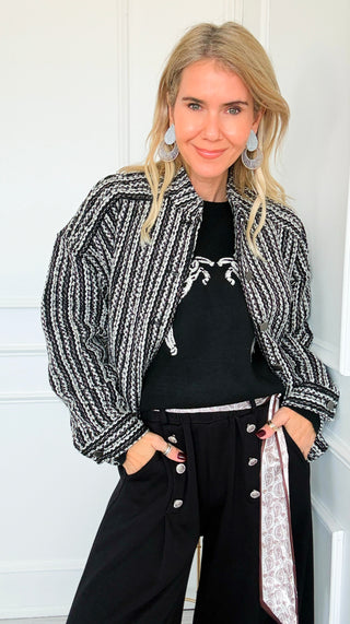 Bouclé Button Jacket - Black