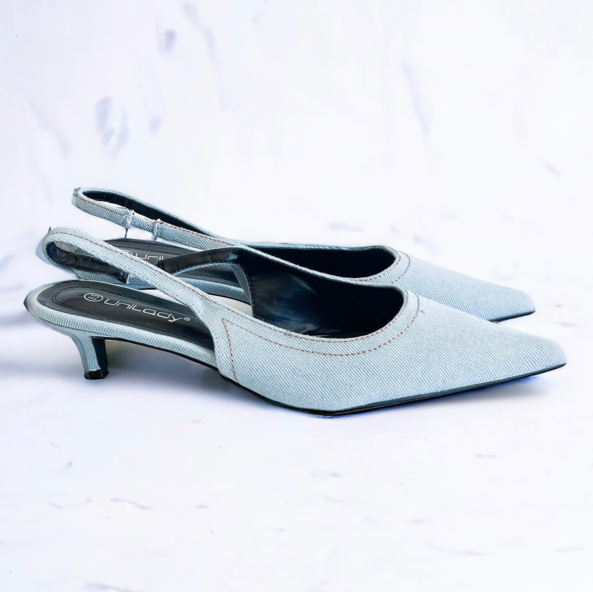 Denim Kitten Heel Pumps-250 Shoes-Let´s see style-Coastal Bloom Boutique, find the trendiest versions of the popular styles and looks Located in Indialantic, FL