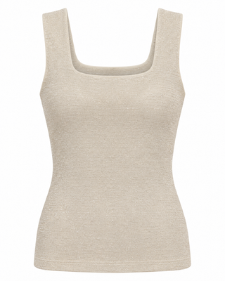 Seamless Shimmer Square Neck Tank - Butter Cream