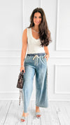 Wild Edge Wide-Leg Denim Pants-190 Denim-JODIFL-Coastal Bloom Boutique, find the trendiest versions of the popular styles and looks Located in Indialantic, FL