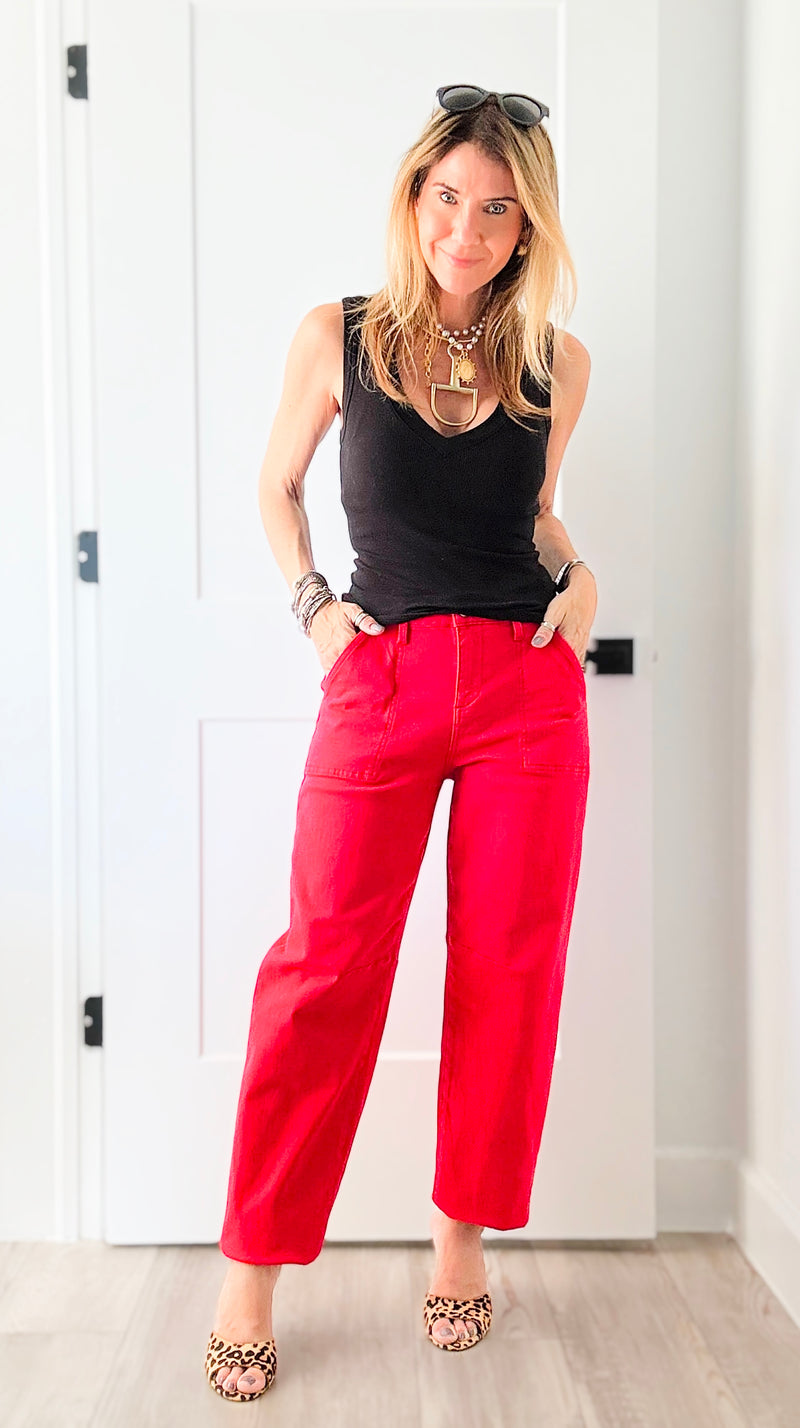Soho Pop Barrel Pants-170 Bottoms-Risen-Coastal Bloom Boutique, find the trendiest versions of the popular styles and looks Located in Indialantic, FL