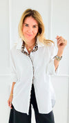 Wild Contrast Collar Italian Shirt-110 Long Sleeve Tops-STAR SRL-Coastal Bloom Boutique, find the trendiest versions of the popular styles and looks Located in Indialantic, FL