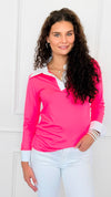 The Frankie Button Down Top - Neon Pink-130 Long Sleeve Tops-EC COLLECTION INC-Coastal Bloom Boutique, find the trendiest versions of the popular styles and looks Located in Indialantic, FL
