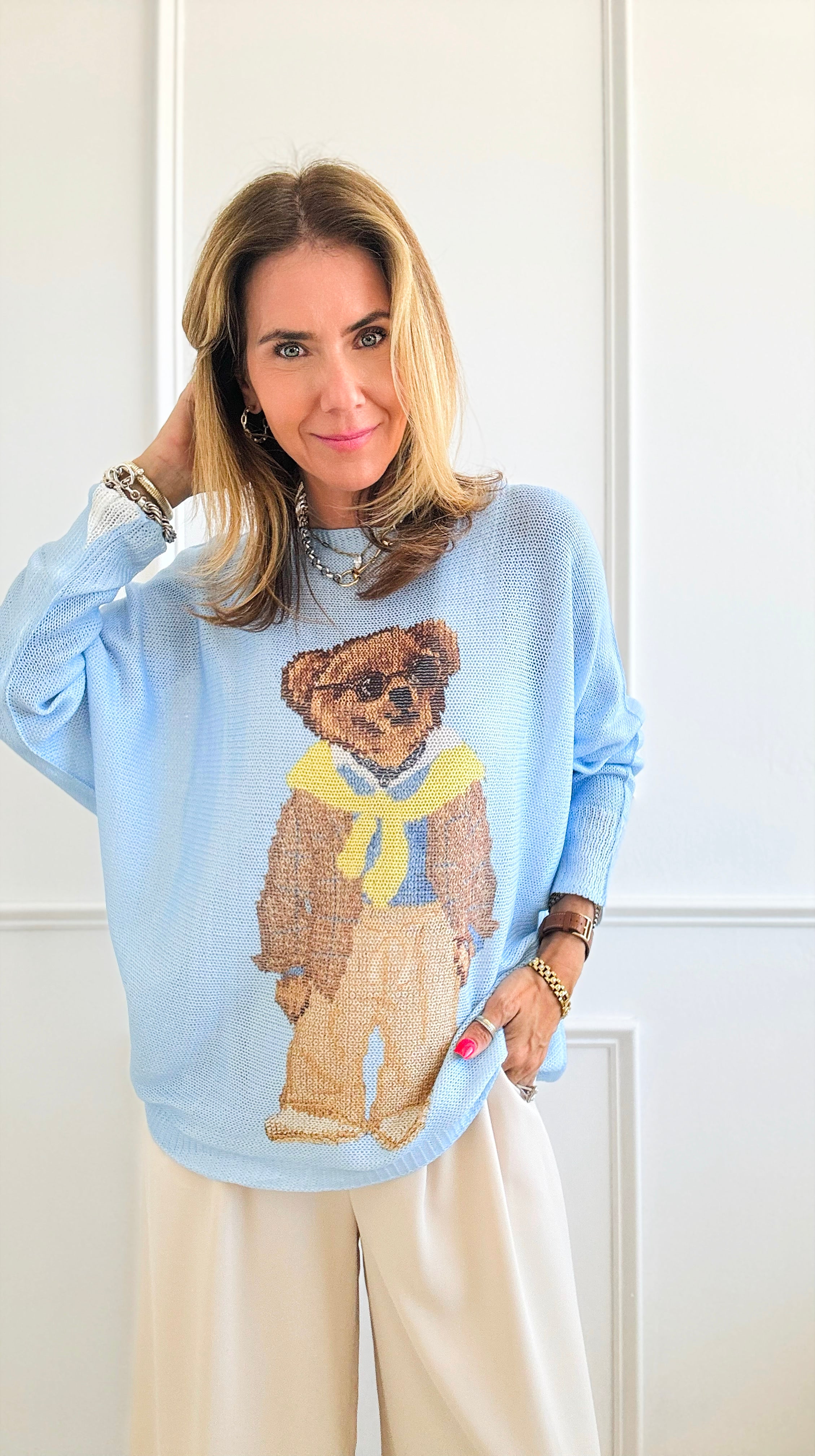 Beary Cool Italian St Tropez Knit-140 Sweaters-Italianissimo-Coastal Bloom Boutique, find the trendiest versions of the popular styles and looks Located in Indialantic, FL