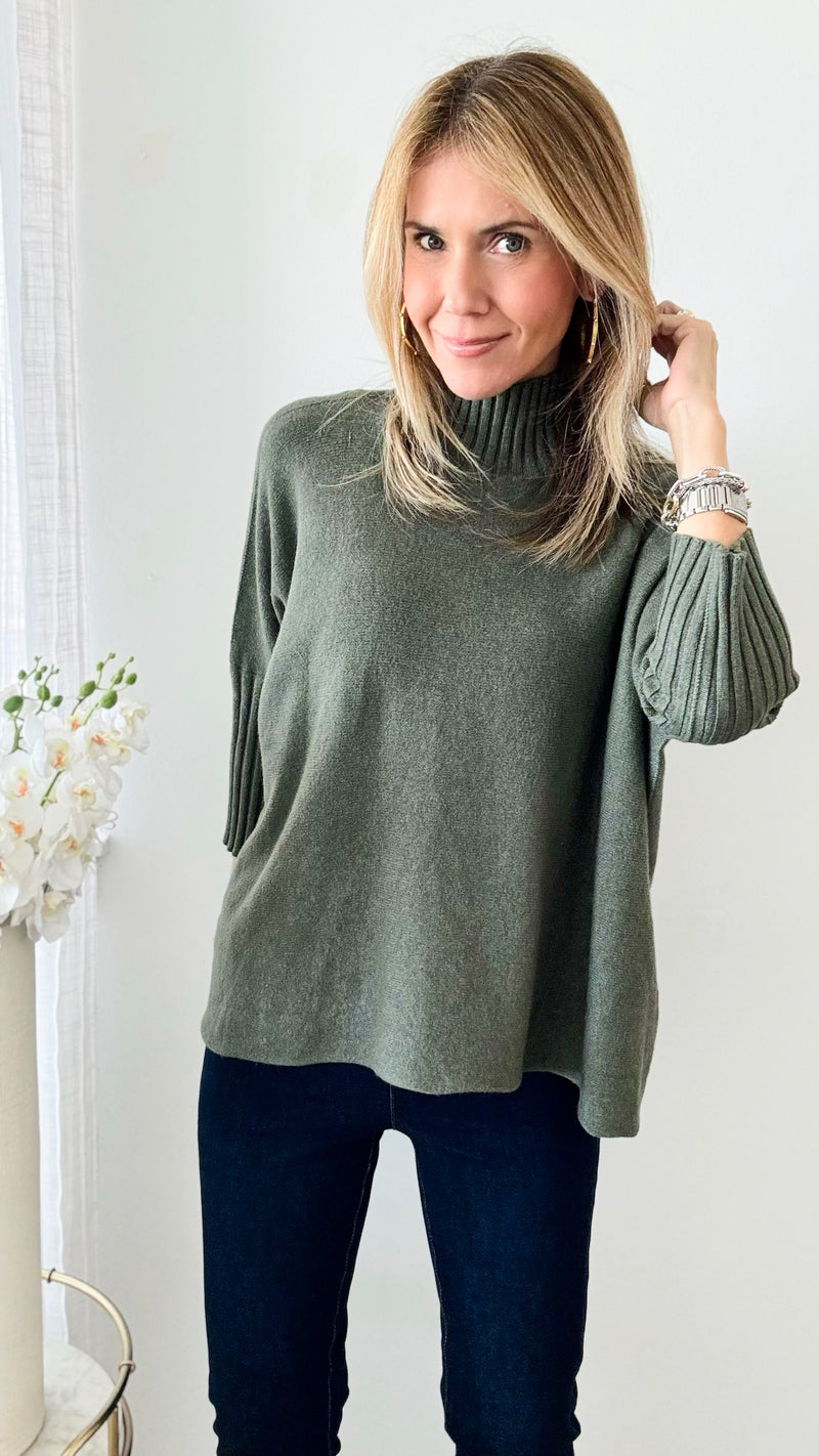 Break Free Relaxed Italian Sweater - Army Green-140 Sweaters-Germany-Coastal Bloom Boutique, find the trendiest versions of the popular styles and looks Located in Indialantic, FL