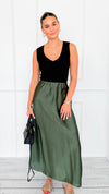 Isabella Italian Skirt- Olive-170 Bottoms-SEE YOU IN ROME-Coastal Bloom Boutique, find the trendiest versions of the popular styles and looks Located in Indialantic, FL