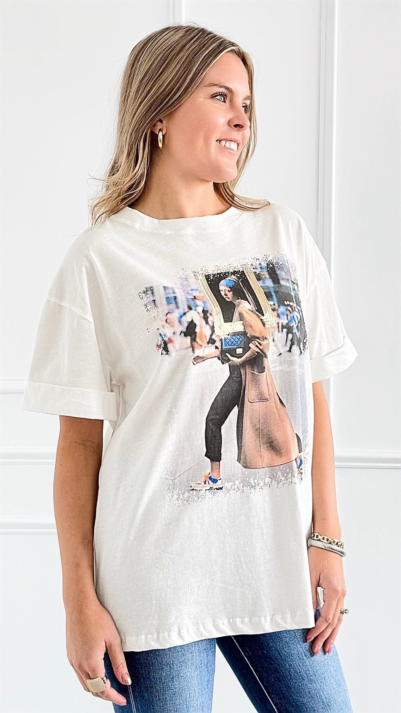 Street Chic Luxe Italian Tee-110 Short Sleeve Tops-Italianissimo-Coastal Bloom Boutique, find the trendiest versions of the popular styles and looks Located in Indialantic, FL