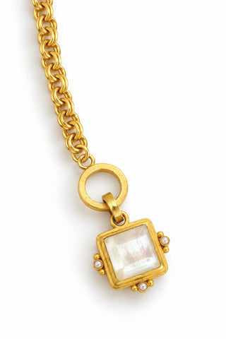 Vitoria Radiance Square Toggle Pendant Necklace - Hot Pink/MOP - BETTY