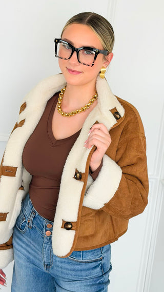 Contrast Trim Toggle Front Jacket