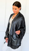 Mirrored Metallic Sugar High Italian Cardigan- Navy/ Silver-150 Cardigan Layers-Italianissimo-Coastal Bloom Boutique, find the trendiest versions of the popular styles and looks Located in Indialantic, FL