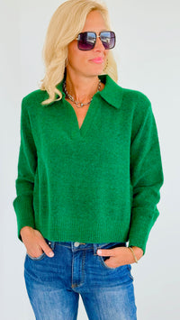 V-Neck Long Sleeve Knitted Top-130 Long Sleeve Tops-Rousseau-Coastal Bloom Boutique, find the trendiest versions of the popular styles and looks Located in Indialantic, FL