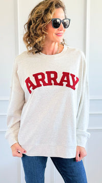 Word Play French Terry Sweatshirt-130 Long Sleeve Tops-White Birch-Coastal Bloom Boutique, find the trendiest versions of the popular styles and looks Located in Indialantic, FL