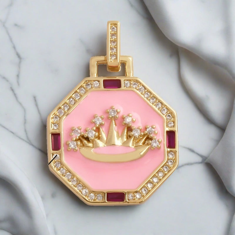 Cz Royalty Charm - Pink-230 Jewelry-CBALY-Coastal Bloom Boutique, find the trendiest versions of the popular styles and looks Located in Indialantic, FL