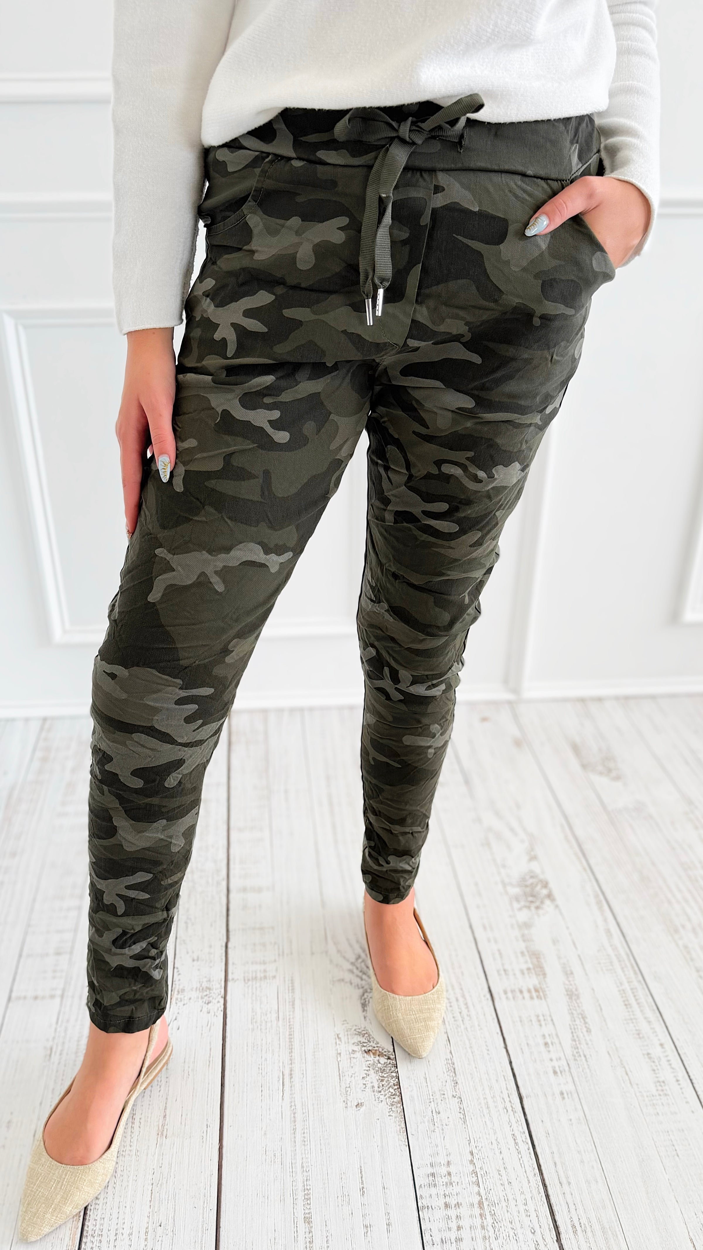 Urban Camo Italian Jogger- Olive-180 Joggers-SUNNY HOLIDAYS-Coastal Bloom Boutique, find the trendiest versions of the popular styles and looks Located in Indialantic, FL