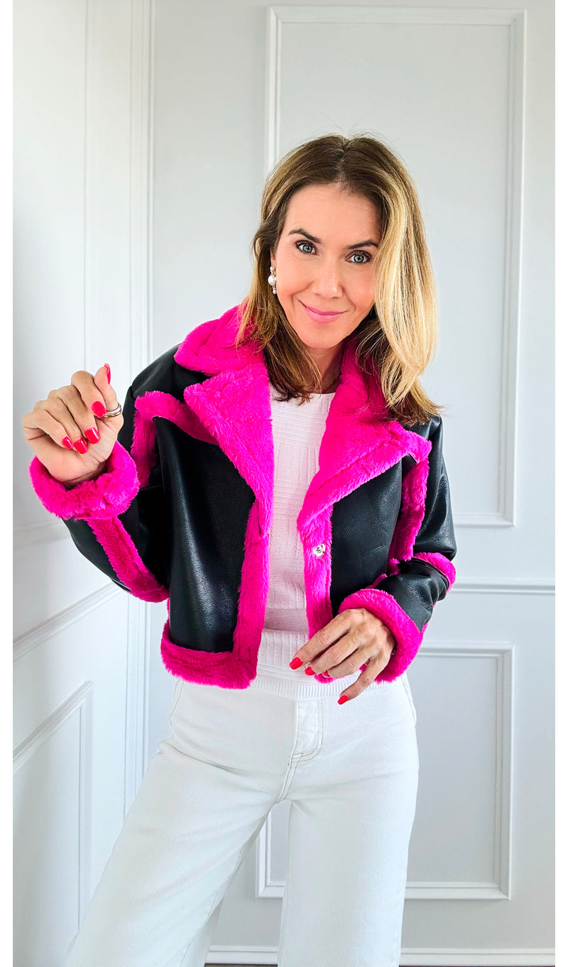 Fur Lining Cropped Jacket-160 Jackets-Coalition LA-Coastal Bloom Boutique, find the trendiest versions of the popular styles and looks Located in Indialantic, FL