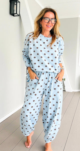 La Spezia Polka Dot Italian Barrel Cotton Set- Sky Blue
