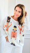 Jolly Nutcracker Italian St Tropez Knit- White-140 Sweaters-Italianissimo-Coastal Bloom Boutique, find the trendiest versions of the popular styles and looks Located in Indialantic, FL