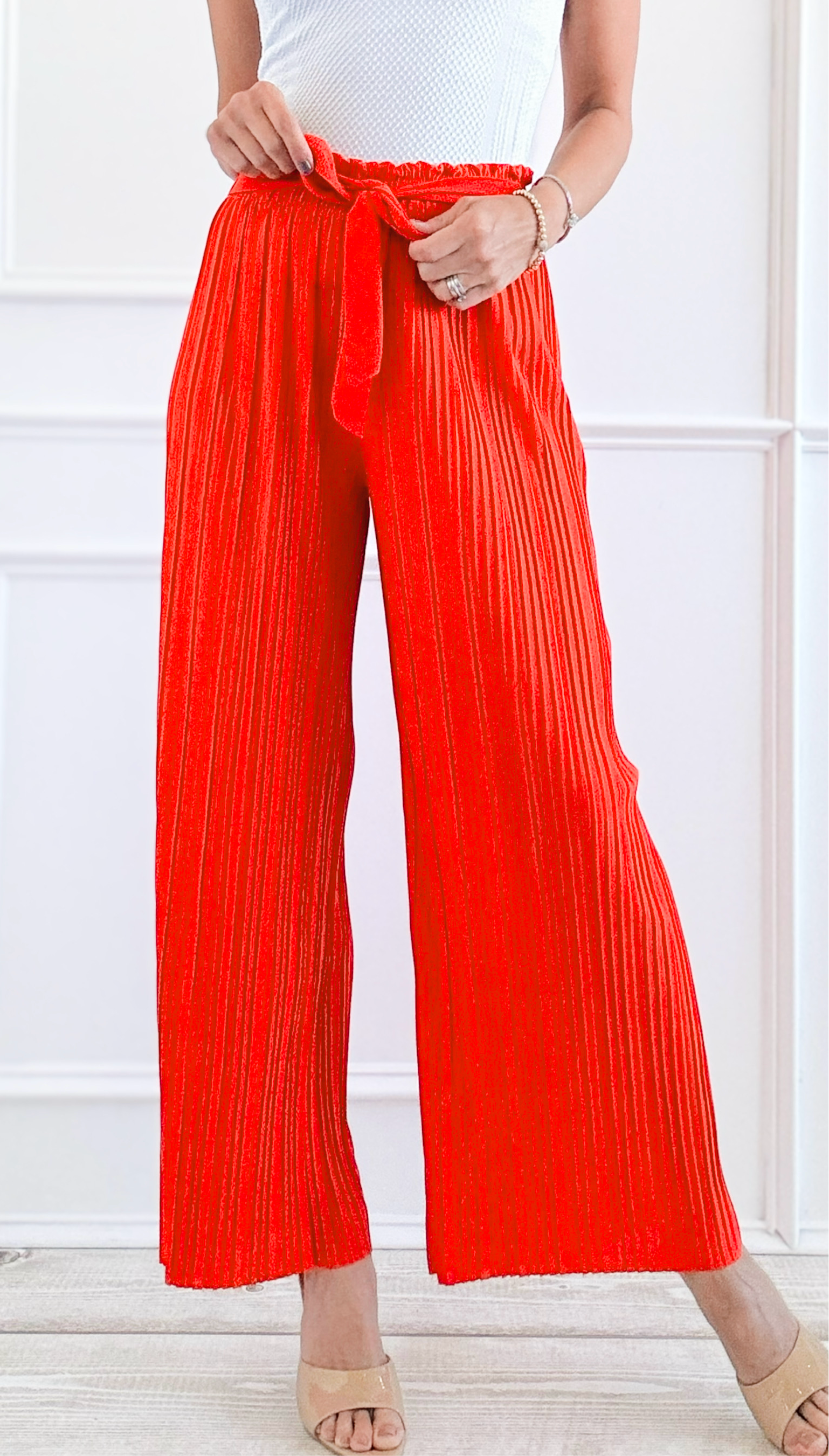 Garden Luxe Wide Leg Pants - Tomato Red-170 Bottoms-Love Poem-Coastal Bloom Boutique, find the trendiest versions of the popular styles and looks Located in Indialantic, FL