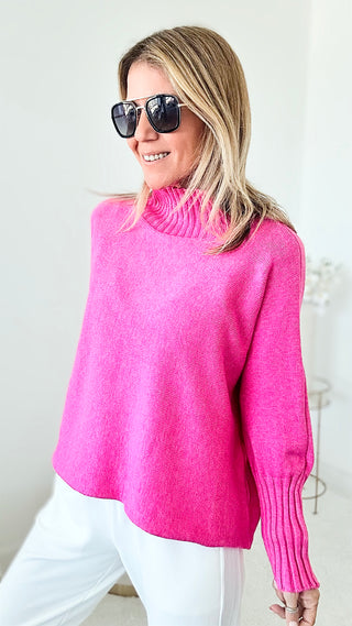 Break Free Long Sleeve Italian Sweater Top - Heather Fuchsia-140 Sweaters-Italianissimo-Coastal Bloom Boutique, find the trendiest versions of the popular styles and looks Located in Indialantic, FL
