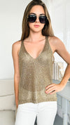 Cancun Sheer Knit Top- Khaki-00 Sleevless Tops-Chasing Bandits-Coastal Bloom Boutique, find the trendiest versions of the popular styles and looks Located in Indialantic, FL