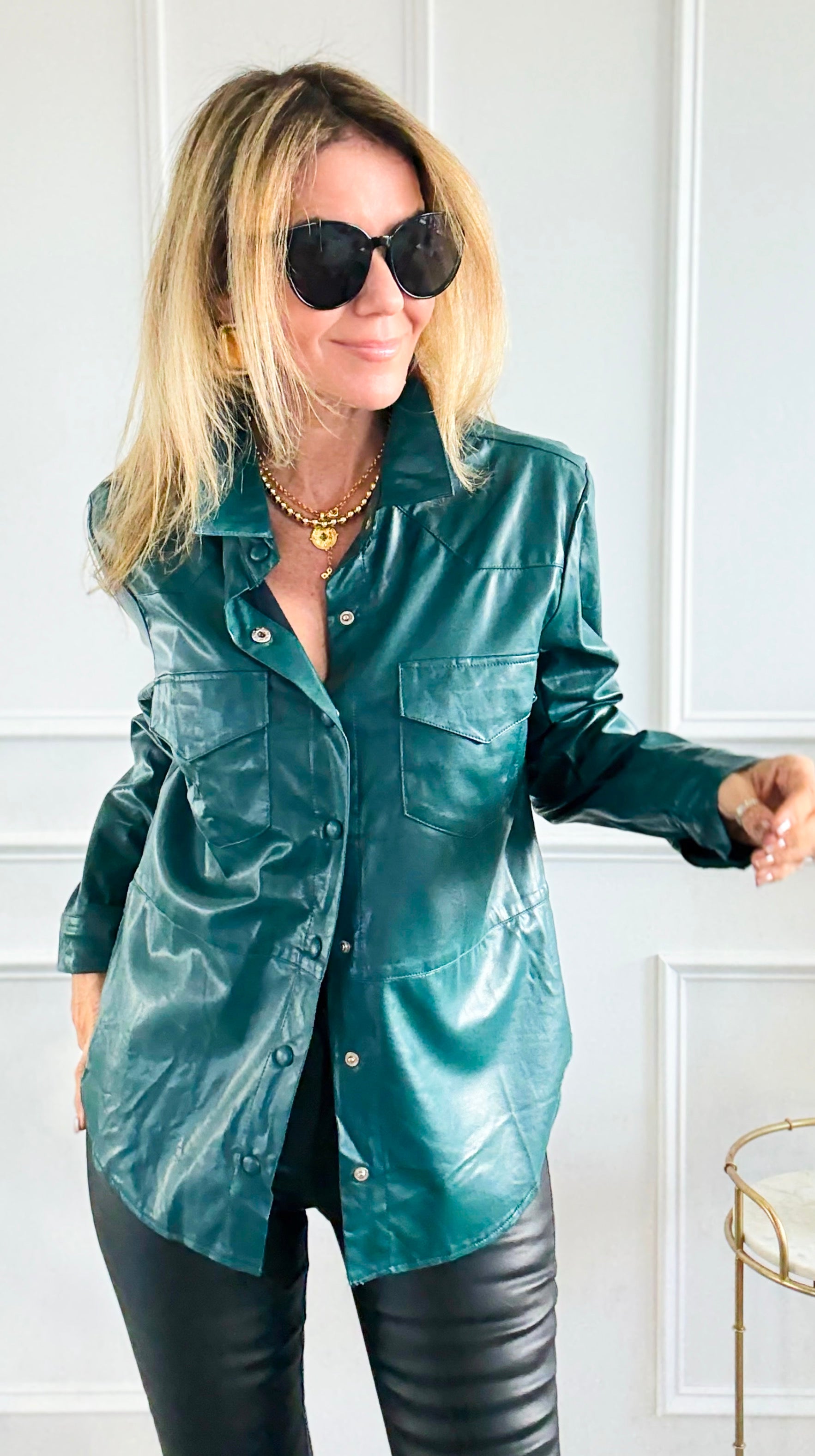 Forest Luxe Button-Down Top