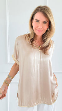 Shine On Relaxed Italian V-Neck Top-110 short Sleeve Top-CLEAR S-Coastal Bloom Boutique, find the trendiest versions of the popular styles and looks Located in Indialantic, FL