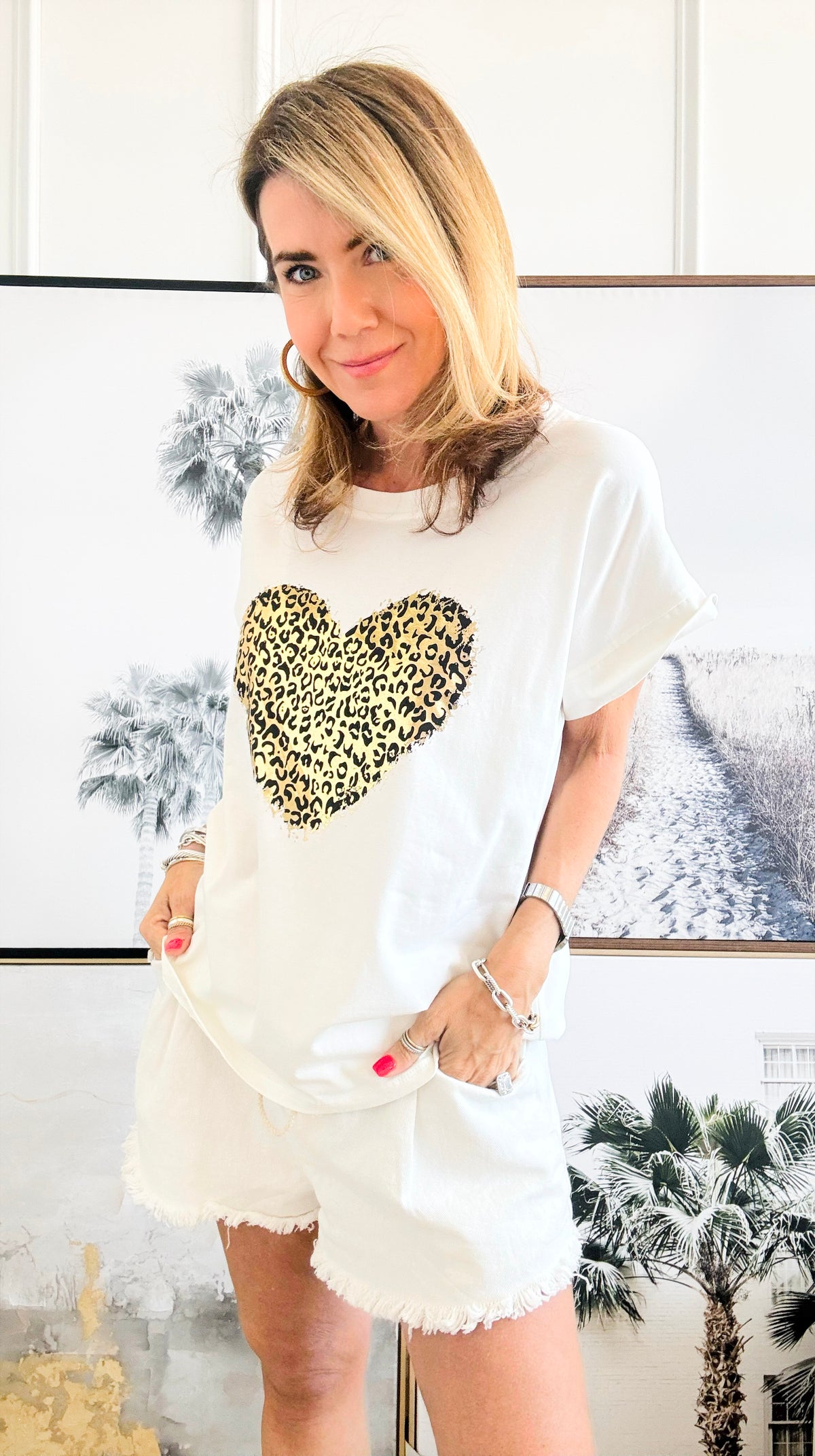 Wild Love Italian Tee - White-110 Short Sleeve Tops-Italianissimo-Coastal Bloom Boutique, find the trendiest versions of the popular styles and looks Located in Indialantic, FL