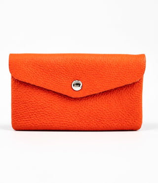 Foldover Italian Leather Wallet- Orange