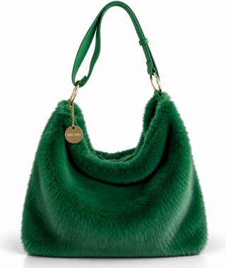 Soft Luxe Italian Fur Tote - Green