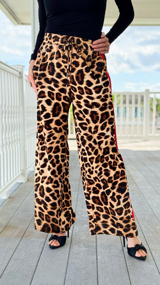 Leopard Stripe Lounge Pants - Red/Wild