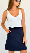 Ruffled Detailed Knit Mini Skirt-170 Bottoms-VOY-Coastal Bloom Boutique, find the trendiest versions of the popular styles and looks Located in Indialantic, FL