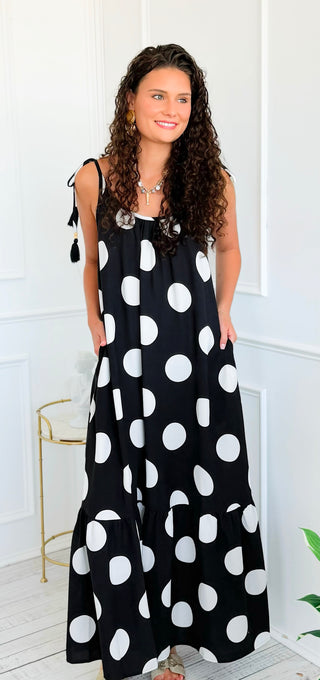 Statement in Dotted Grace Dress - Black