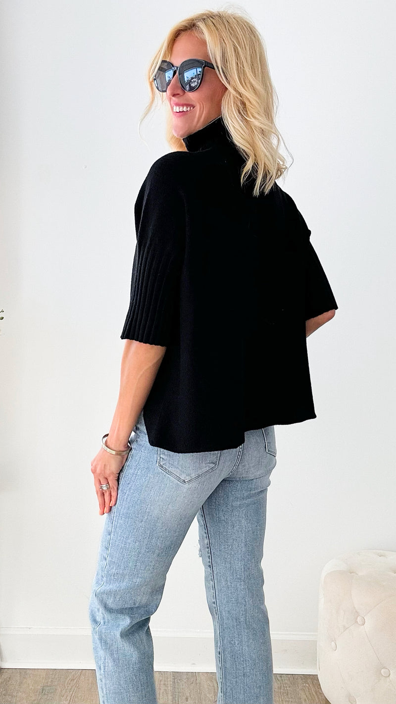 Break Free Italian Sweater Top - Black-140 Sweaters-Italianissimo-Coastal Bloom Boutique, find the trendiest versions of the popular styles and looks Located in Indialantic, FL