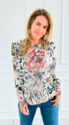 Floral Frenzy Italian St Tropez Sweater-140 Sweaters-Italianissimo-Coastal Bloom Boutique, find the trendiest versions of the popular styles and looks Located in Indialantic, FL