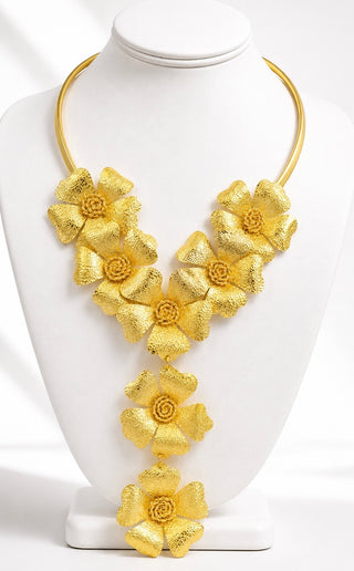 Flower Drop Choker Necklace