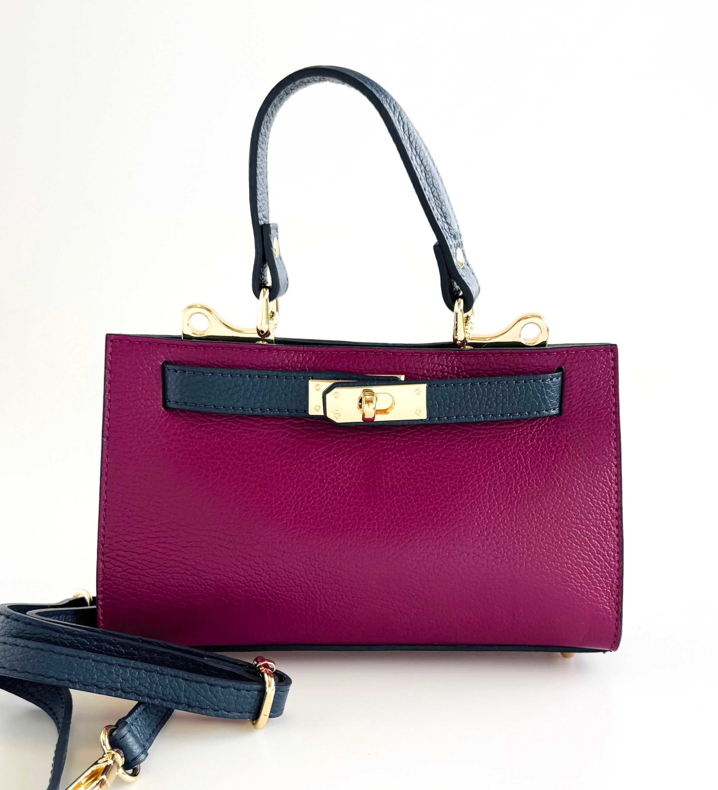 Vittoria Structured Italian Mini Bag- Magenta