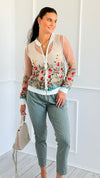 Garden Bloom Embroidered Zip-Up-130 Long sleeve top-in2you-Coastal Bloom Boutique, find the trendiest versions of the popular styles and looks Located in Indialantic, FL