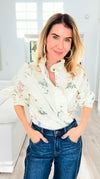 Garden Daydream Ruffled Collared Top-130 Long Sleeve Tops-JODIFL-Coastal Bloom Boutique, find the trendiest versions of the popular styles and looks Located in Indialantic, FL